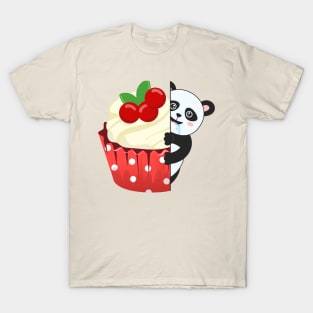 Hungry panda try to eat cupcake T-Shirt